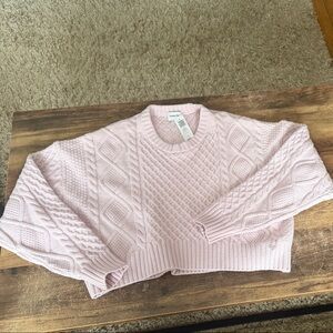 Aritzia Sunday Best size s Light Pink Cable Knit Women's Sweater cropped